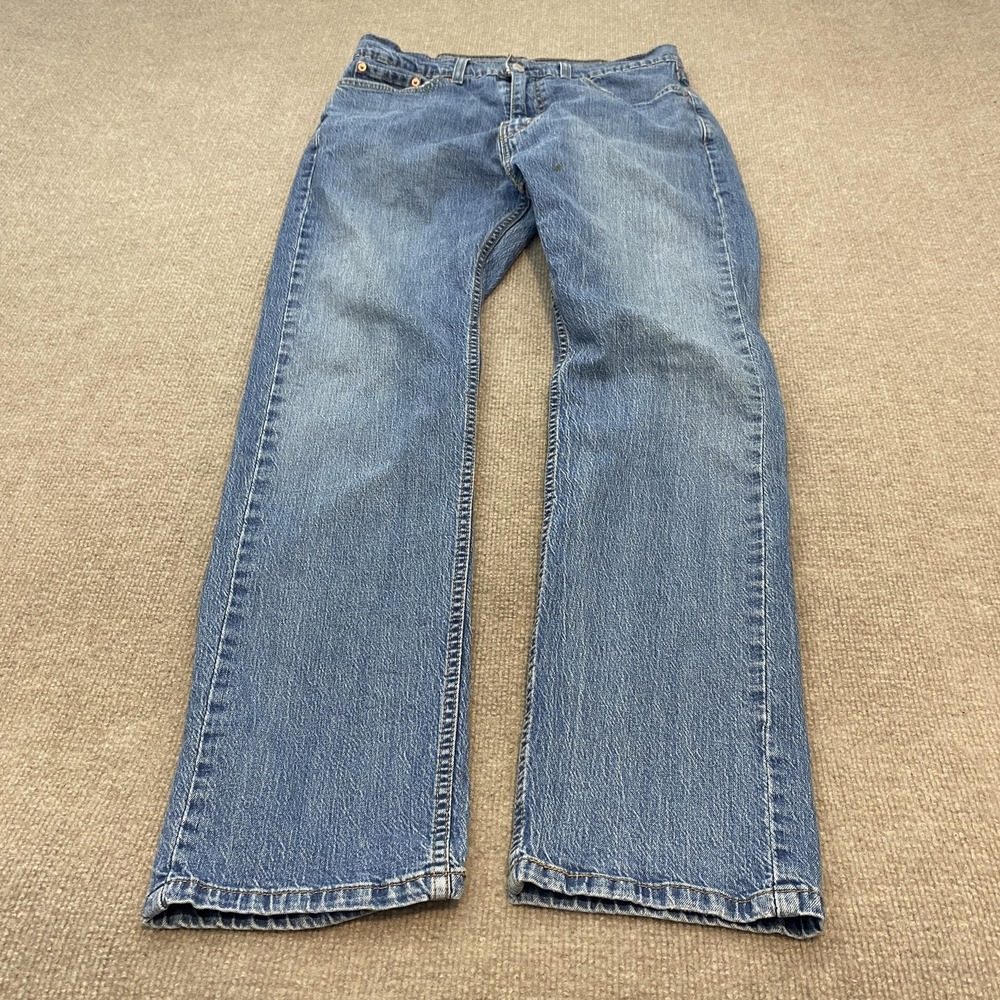 Levis 505 Jeans Mens 33x32 Blue Medium Wash Straight Stretch Denim Pants